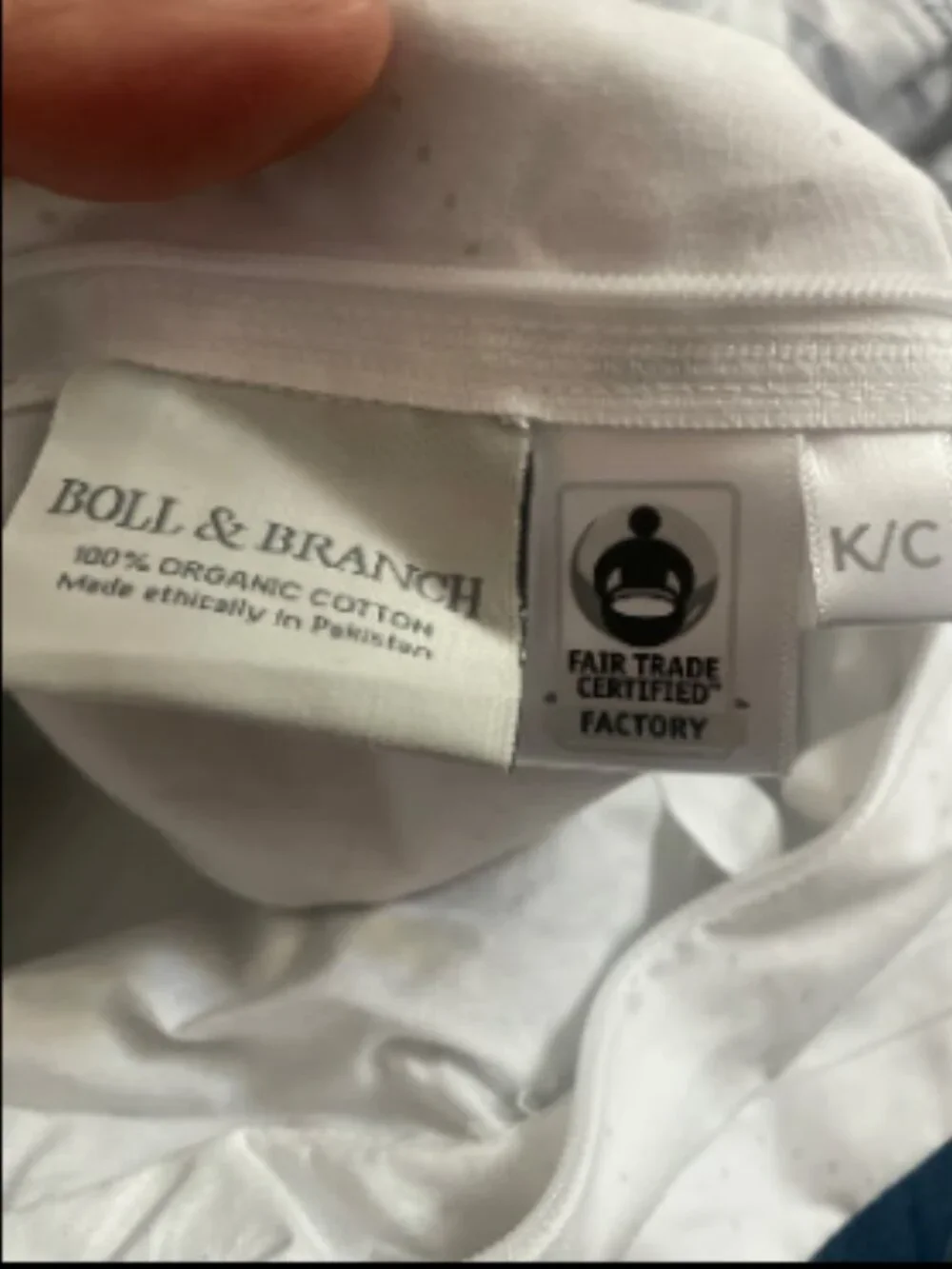 Boll & Branch White with Grey Accents KING/Cal.K Duvet Cover 3 PCS Set. FLAW